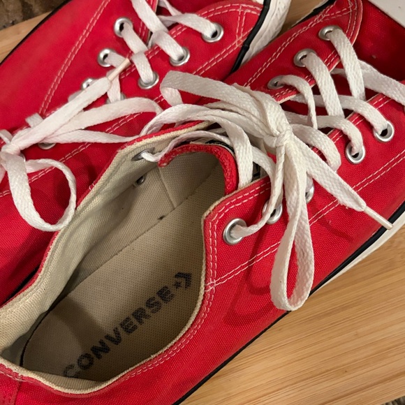 Converse Chuck Taylor Low Top Red Canvas Sneakers with White Accents - Picture 2 of 6
